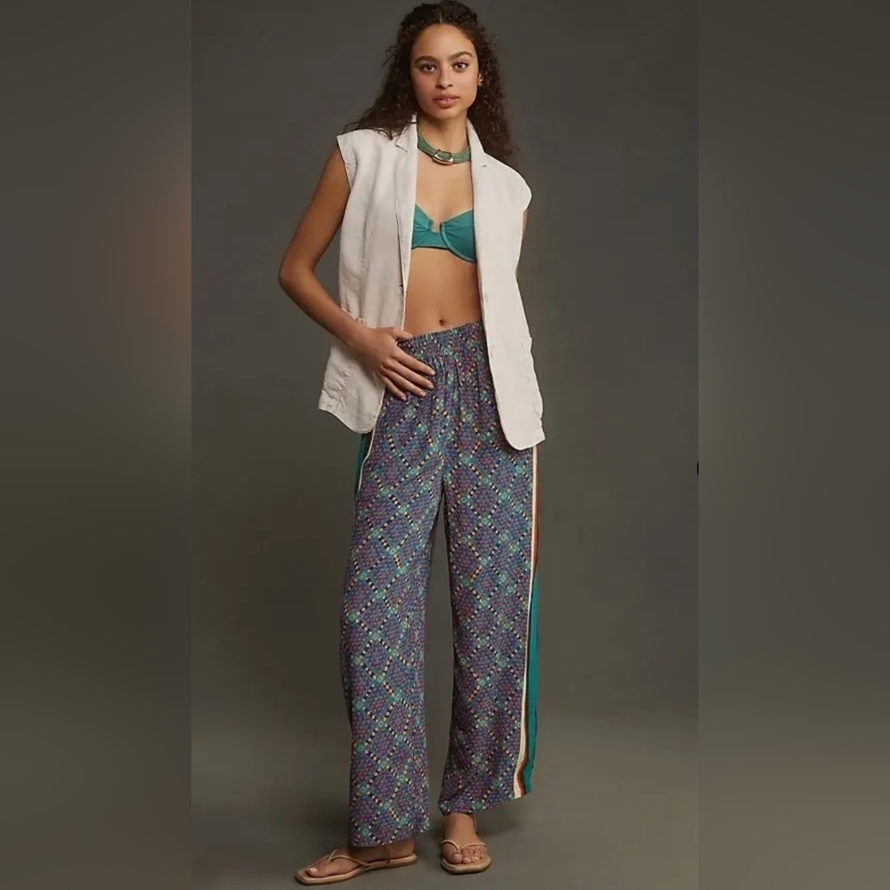 Bl-nk Galexia Pull-On Wide-Leg Chic Pants,Size L
